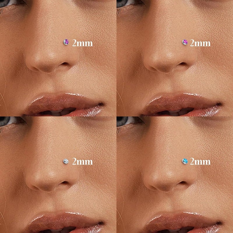D.Bella 18G 20G Nose Studs Stainless Steel Screw Nose Rings Studs Nostrial Piercing Jewelry for Women Men 1.5MM 2MM 2.5MM 3MM - Image 4